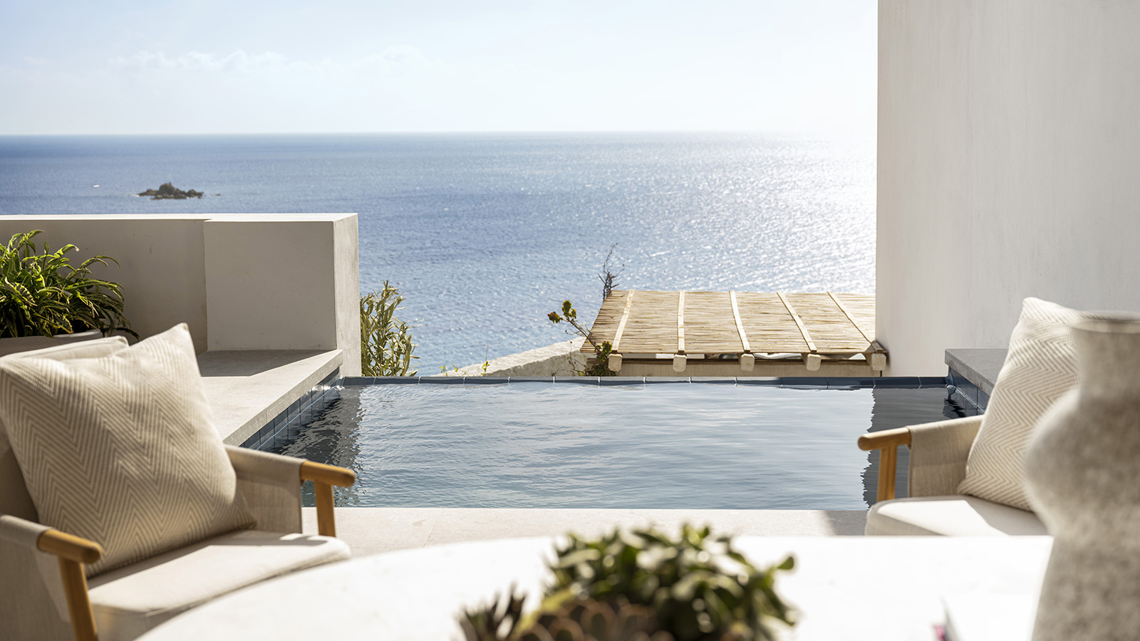 Private beach at Four Seasons Mykonos along Kalo Livadi Bay