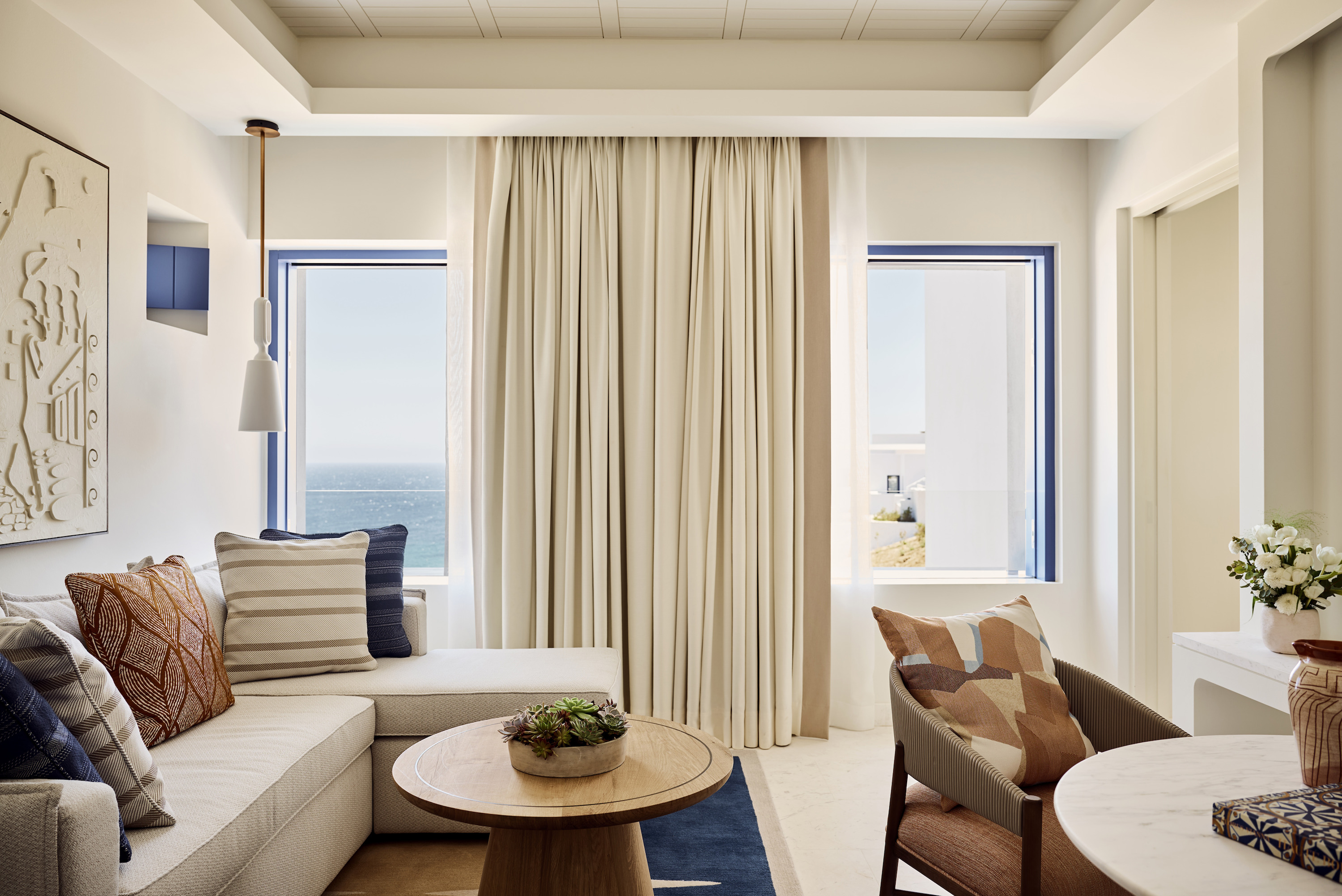 Spa treatment room at Four Seasons Mykonos surrounded by Mediterranean gardens